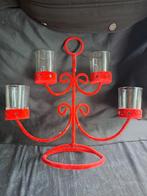 Rode kandelaar waxinelichtjes, Huis en Inrichting, Woonaccessoires | Kandelaars en Kaarsen, Ophalen of Verzenden, Zo goed als nieuw