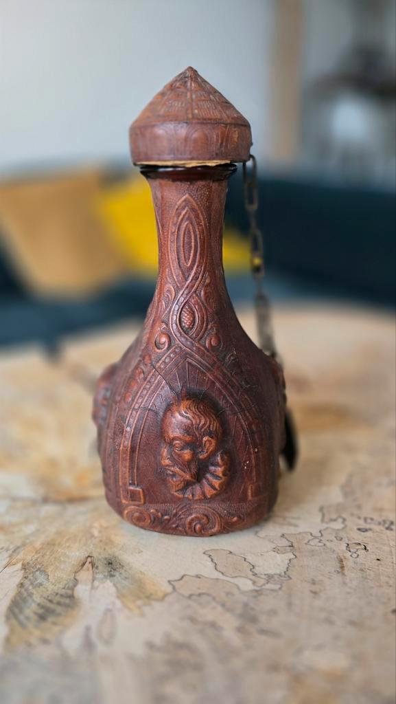 Vintage Don Quijote leren wijnfles uit Spanje, Antiek en Kunst, Antiek | Woonaccessoires, Ophalen of Verzenden