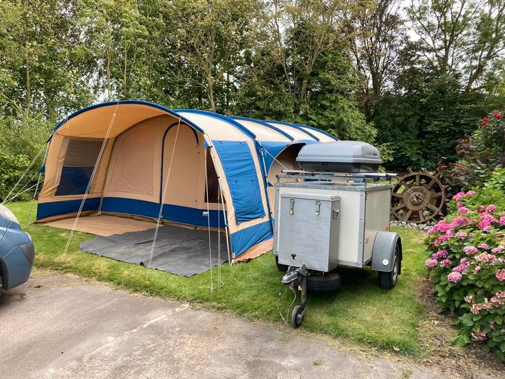 Vrijbuiter Linden 420 Tunneltent met aanhangwagen, Caravans en Kamperen, Tenten, tot en met 4, Gebruikt, Ophalen