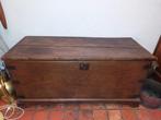 Oude zware eiken koffer, jaren 1800, Antiek en Kunst, Ophalen