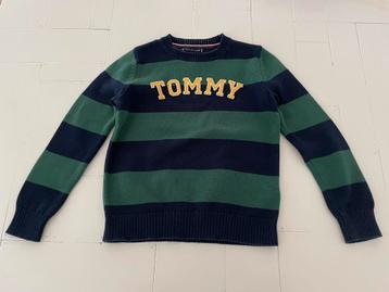 Tommy Hilfiger gebreide trui donkerblauw groen streep mt 128 beschikbaar voor biedingen