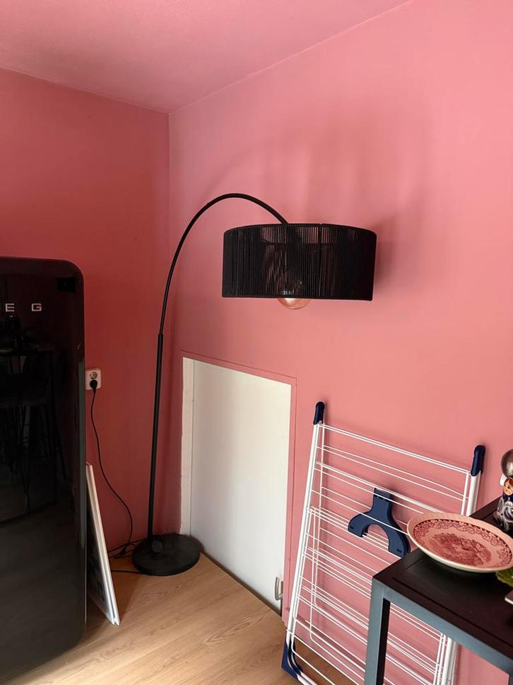 Zwarte booglamp, Huis en Inrichting, Lampen | Vloerlampen, Gebruikt, 150 tot 200 cm, Metaal, Ophalen