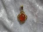 Mooi kleinFijn Verguld Zilveren Hangertje met Carneool bol, Sieraden, Tassen en Uiterlijk, Antieke sieraden, Verzenden, Zilver