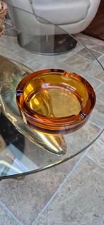 Vintage amberkleurige grote asbak, Ophalen of Verzenden