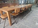 3,6 mtr lange  boerentafel + 14 industriële, Huis en Inrichting, Ophalen, Gebruikt, 200 cm of meer, 50 tot 100 cm