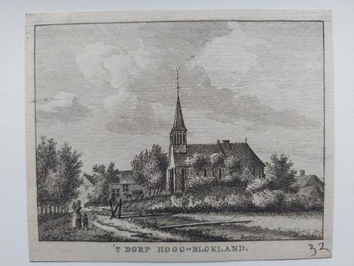 159 / hoog Blokland - Gravure uit 1792 door J. Bulthuis, Antiek en Kunst, Kunst | Etsen en Gravures, Ophalen of Verzenden