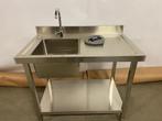 Wastafel / Spoelbak met kraan en sifon in verpakking, Ophalen of Verzenden, Zo goed als nieuw, Rvs, Wastafel