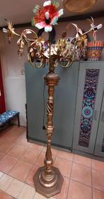 Grote goudkleurige staande  bloemenlamp met 12 lampen, Huis en Inrichting, Lampen | Vloerlampen, Ophalen, Gebruikt, Floraal, art deco