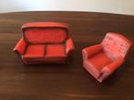 Vintage bank en stoel voor sindy pop, Verzamelen, Poppen, Ophalen of Verzenden, Gebruikt