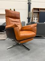 Als Nieuw FSM Shelby Relax fauteuil Bruin leer Design stoel, Huis en Inrichting, Fauteuils, Ophalen of Verzenden, Zo goed als nieuw