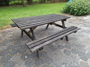 Hardhouten picknicktafel - Gebruikt 160x70 beschikbaar voor biedingen