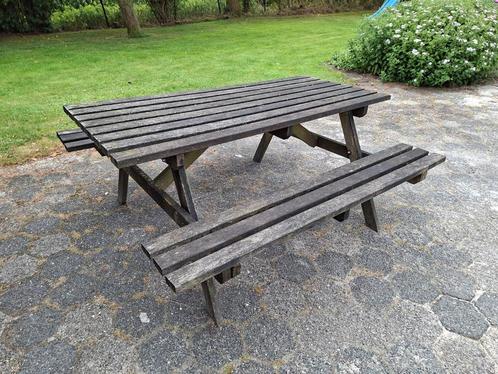 Hardhouten picknicktafel - Gebruikt 160x70, Tuin en Terras, Picknicktafels, Gebruikt, Rechthoekig, Hout, Ophalen