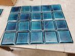 186 stuks antieke vierkante metrotegels petrol blauw 7,5x7,5, Antiek en Kunst, Antiek | Wandborden en Tegels, Ophalen