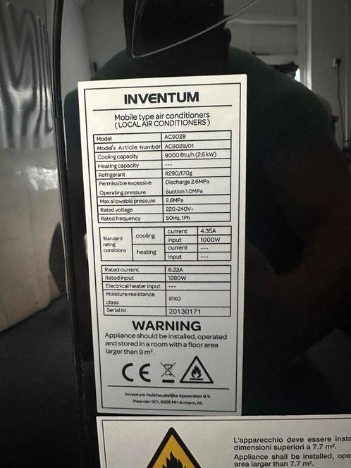mobiele airco inventum, Witgoed en Apparatuur, Airco's, Zo goed als nieuw, Mobiele airco, 60 tot 100 m³, 3 snelheden of meer, Koelen en Ontvochtigen