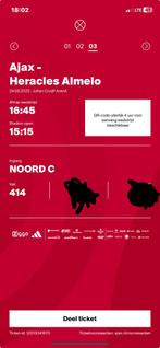 1 kaart ajax heracles vak 414, Tickets en Kaartjes, Eén persoon, Augustus