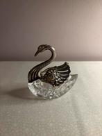 Vintage kristallen zwaan verzilverd zoutvaatje, Verzenden