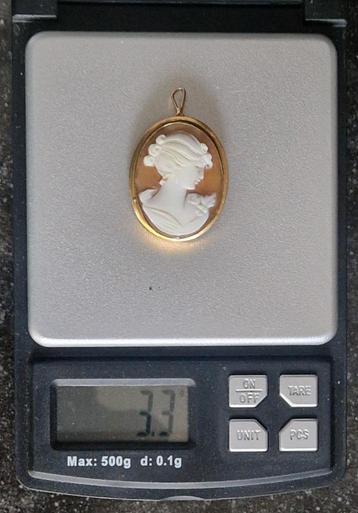18 karaat gouden broche antieke Schelp camee, gekeurd 750 beschikbaar voor biedingen