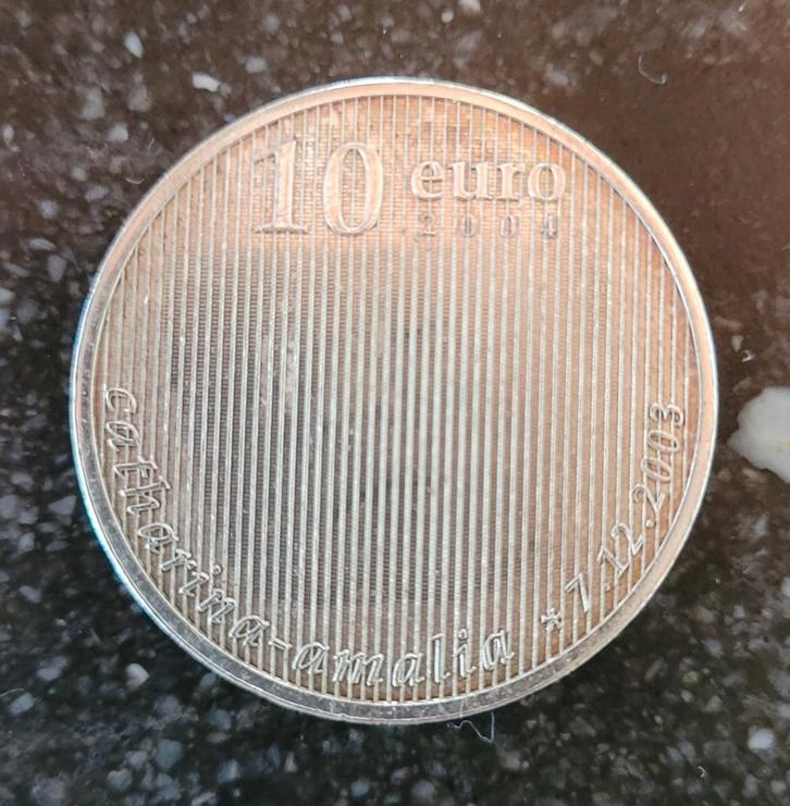 10 euro zilveren herdenkingsmunt 2004 – geboorte prin, Postzegels en Munten, Munten | Nederland, Losse munt, Euro's, Koningin Beatrix