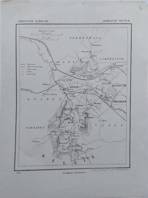 66 / Wittem Simpelveld Mechelen Litho uit 1865 van J. Kuyper, Antiek en Kunst, Kunst | Litho's en Zeefdrukken, Ophalen of Verzenden