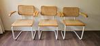 3 Cesca Marcel Breuer stoelen met armleuningen, Huis en Inrichting, Stoelen, Ophalen, Gebruikt, Thonet Bauhaus Riet Pitriet Bohemain Japandi Retro Vintage