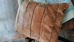 Vintage echt leren patchwork kussen., Ophalen of Verzenden, Zo goed als nieuw, Vierkant