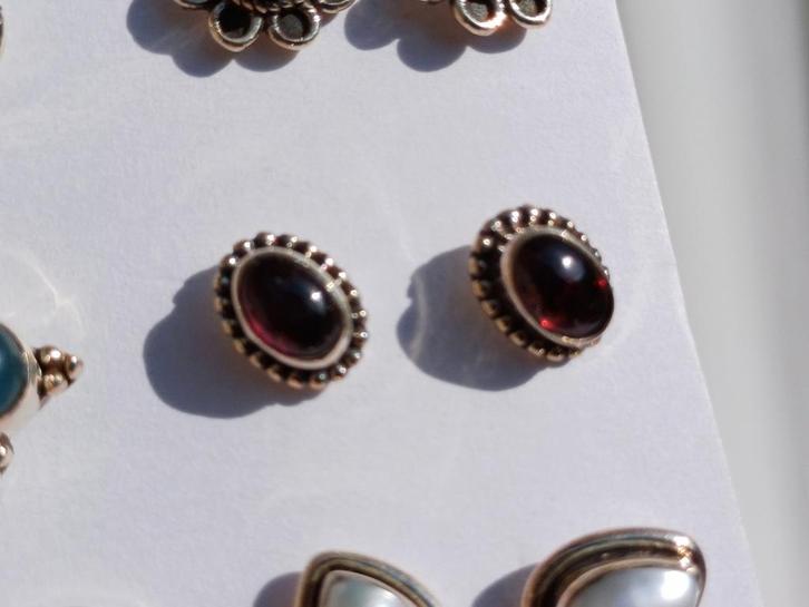 Vanoli 925 zilveren oorbellen / oorknopjes met granaat, Sieraden, Tassen en Uiterlijk, Oorbellen, Nieuw, Knopjes of Stekers, Zilver