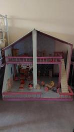Groot poppenhuis met veranda. Incl. meubeltjes., Ophalen, Gebruikt, Poppenhuis