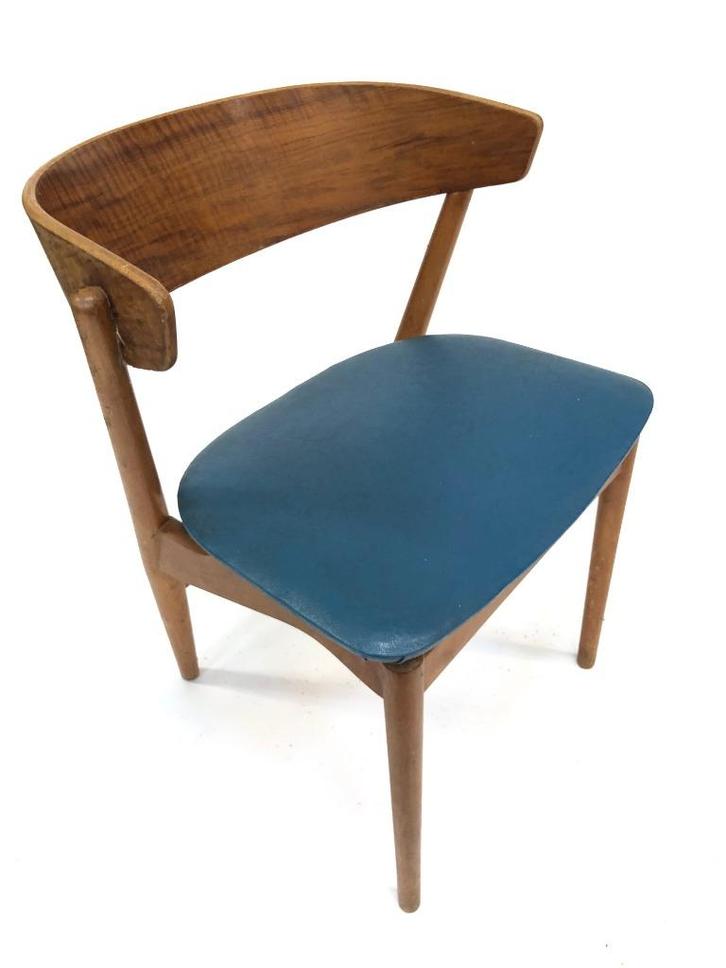 Vintage stoelen Helge Sibast Model nr. 7 teakhout design, Huis en Inrichting, Stoelen, Gebruikt, Twee, Hout, Kunststof, Leer, Bruin