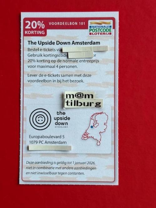 Voordeelbon 101 The Upside Down Amsterdam 20% korting., Tickets en Kaartjes, Kortingen en Cadeaubonnen, Drie personen of meer