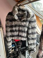 Rex rabbit / chinchilla Konijnen bontjas met sjaal, Ophalen, Zo goed als nieuw, Maat 36 (S), Zwart