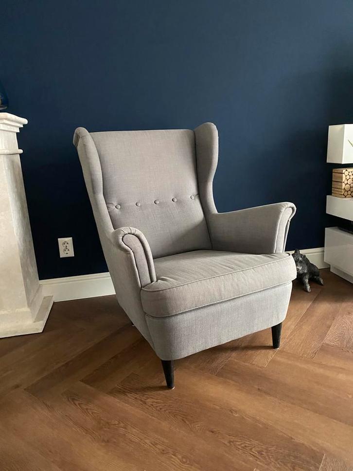 IKEA Strandmon fauteuil donker grijs, Huis en Inrichting, Fauteuils, Zo goed als nieuw, Stof, 50 tot 75 cm, 75 tot 100 cm, Ophalen