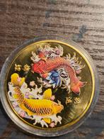 Decoratieve Munt met Koi Karper, Ophalen of Verzenden
