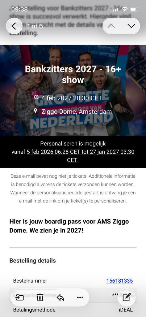 Bankzitters ziggo dome 2027, Tickets en Kaartjes, Evenementen en Festivals, Twee personen