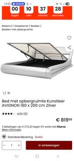 Lederen 2-persoonsbed - Gebroken Wit, Ophalen of Verzenden, Gebruikt