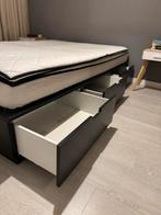 IKEA Nordli bed 140x200 zwart, incl. matras en topper, Huis en Inrichting, Ophalen, Zwart, Tweepersoons, 140 cm