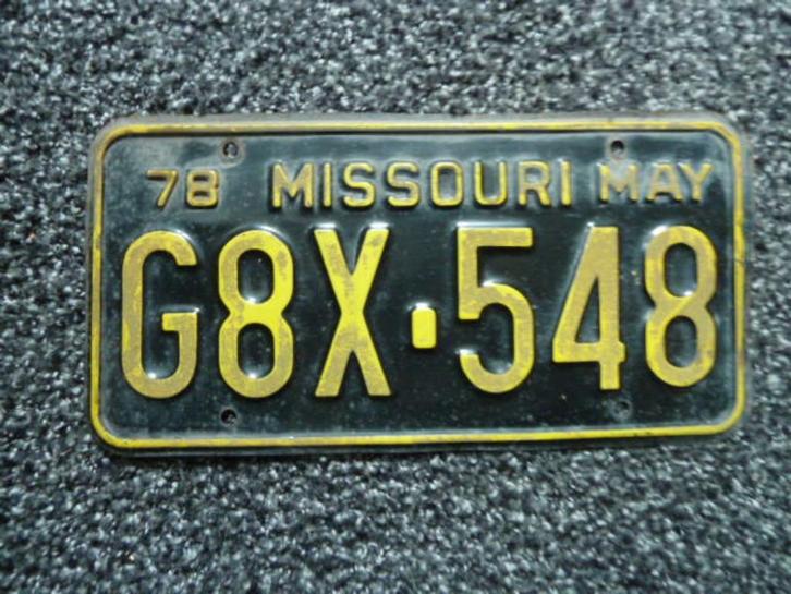 Kentekenplaat licenseplate Missouri 1978 Black USA, Verzamelen, Automerken, Motoren en Formule 1, Gebruikt, Auto's, Verzenden