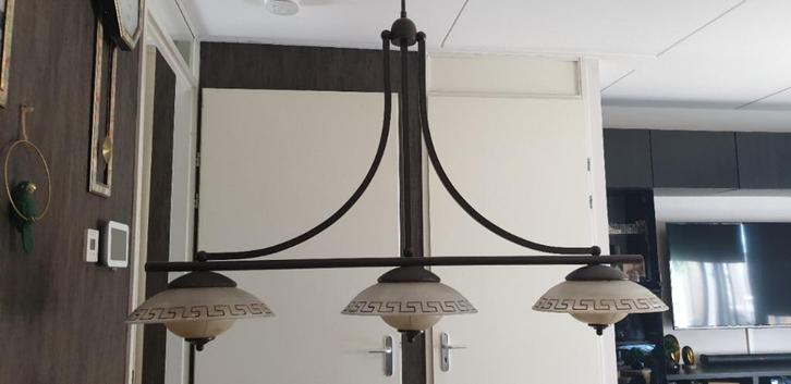 Grieksestijl Hanglamp, Huis en Inrichting, Lampen | Hanglampen, Gebruikt, 75 cm of meer, Glas, Metaal, Ophalen