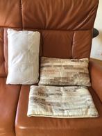 2 stuks Kussens leer 50x30 cm., Ophalen of Verzenden, Zo goed als nieuw, Beige