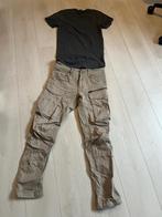 G-star worker broek en grijs shirt, Ophalen, Gedragen, Maat 34 (XS) of kleiner, Grijs