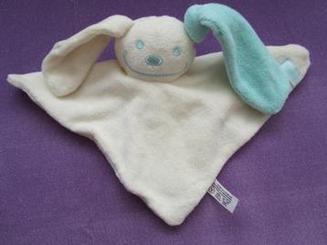 FUNNIES Knuffeldoekje KONIJN. WIT-LICHTBLAUW **Nieuw** beschikbaar voor biedingen
