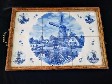 Hollandse Grachtenscène Delfts Blauw Tegel tegeltableau pony beschikbaar voor biedingen
