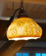 Art Deco hanglamp beige/bruin geelbruin, Ophalen, Gebruikt, Glas, Minder dan 50 cm