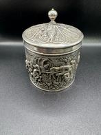 Vintage verzilverde theedoos DE, Antiek en Kunst, Ophalen of Verzenden, Zilver