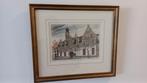 Pentekening stadhuis en gevangenenpoort Bergen op Zoom, Antiek en Kunst, Kunst | Etsen en Gravures, Ophalen of Verzenden