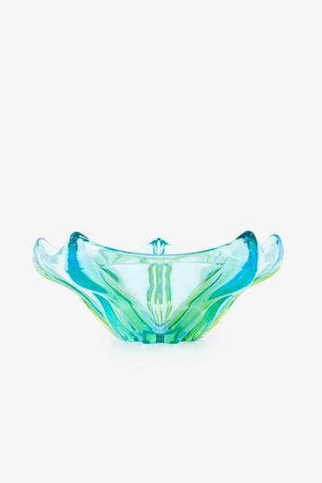 Vintage Murano blauw-groene fruitschaal beschikbaar voor biedingen