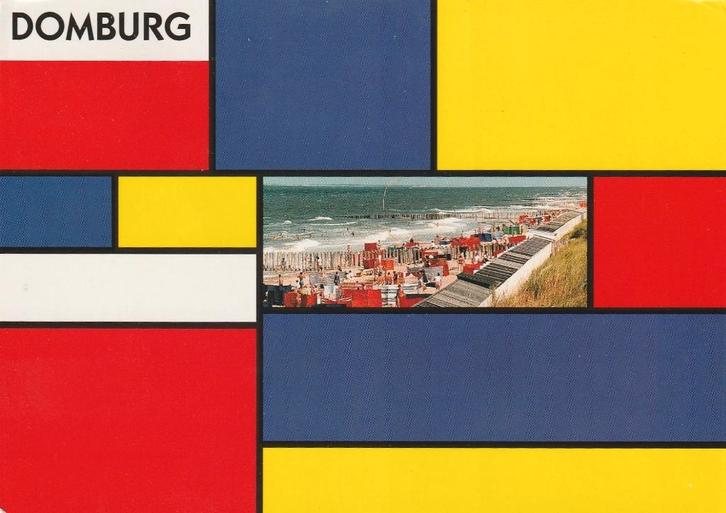 DOMBURG Mondriaan Strand, Verzamelen, Ansichtkaarten | Nederland, Gelopen, Zeeland, 1980 tot heden, Verzenden