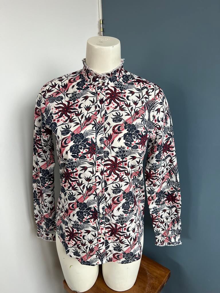 Scotch&Soda paradise seeker xs rood wit blauw blouse print, Blauw, Ophalen of Verzenden, Zo goed als nieuw, X