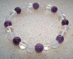 Armband Gouden Driehoek amethist, rozenkwarts en bergkristal, Info.adorabeads@gmail.com, Want 18 Hoogvliet, Adorabeads, Met edelsteen