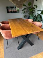 Eikenhouten eettafel + 4 stoelen, Huis en Inrichting, Tafels | Eettafels, Ophalen, Eikenhout, 50 tot 100 cm, Zo goed als nieuw