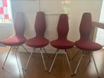 4 donkerrode stokke stoelen, Huis en Inrichting, Stoelen, Ophalen, Gebruikt, Vier, Stof